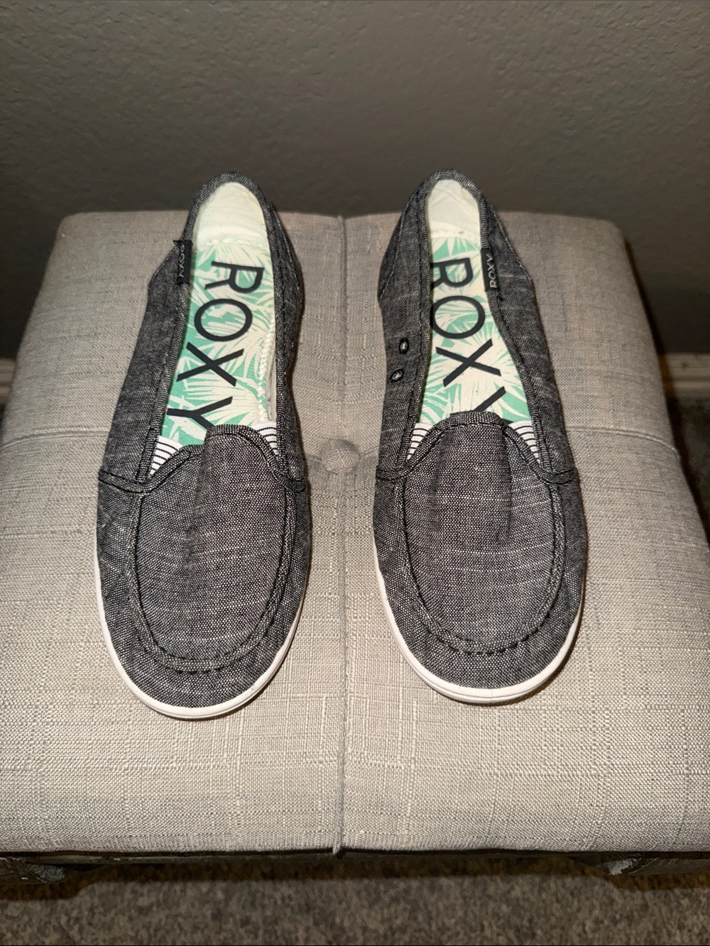 Roxy Charcoal Canvas Slip-On Shoes